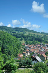 Fototapeta na wymiar Urlaubsort Steinbach(Bad Liebenstein)im Thüringer Wald,Thüringen,Deutschland