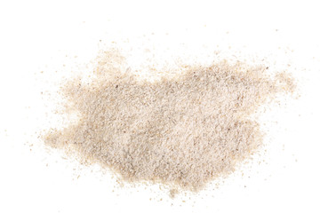 oat flour isolated on white background. Top view. Flat lay