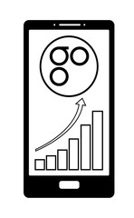 omisego coin with growth chart on the phone screen