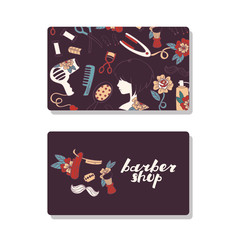 Business Cards with Hairdressers Elements.