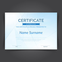 Blue modern complex design certificate layout template