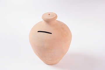 Isolated image of Small Money Bank, Clay pot for saving money called Gullak in Hindi and Urdu...