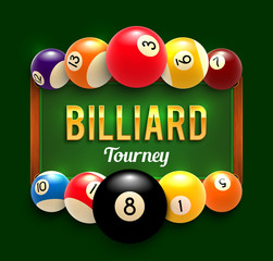 Pool billiards vector tourney poster