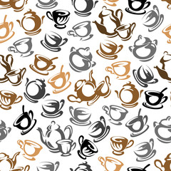 Vector coffeehouse background of coffee cups