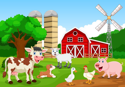 Farm background with animals