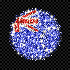 The Cook Islands flag sparkling badge. Round icon with national colors with glitter effect. Button design. Vector illustration. One of a series of signs