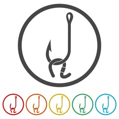 Fishing Lure icon, 6 Colors Included