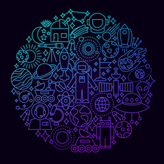 Space Line Icon Circle Concept