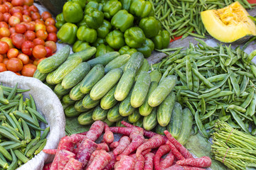 Fresh vegetables at a street market in India