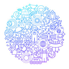 Space Line Icon Circle Design
