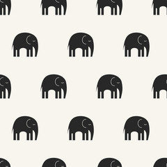 Cute elephants seamless pattern. Vector background in childish style great for fabric and textile, packaging, cards and banners design