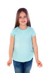 Fototapeta premium Happy small girl with straight hair