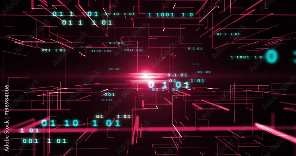 Poster digital grid and number in virtual space ,represent data connections and global network concept,4k s