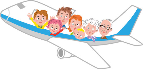 二世帯家族で飛行機旅行