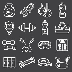 Vector Fitness and Gym line icons