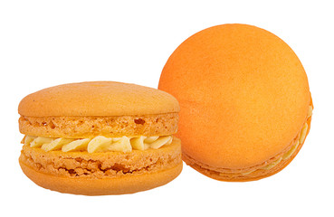 Macaron  orange isolated on white background with clipping path