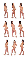 Sequence of brunette pregnant woman
