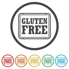 Gluten free Sign icon, 6 Colors Included