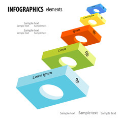 Abstract business infographics with five light colorful 3D horiz