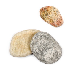 Obraz premium Sea stones isolated on white background, top view