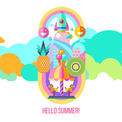 Hello summer. Vector clipart.