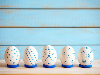 Easter eggs on blue background