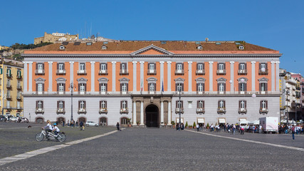Naples (Italy) - Piazza Plebiscito, the main square in the historic centre of Naples. Prefecture Palace