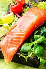 Salted fillet of salmon