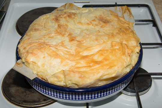 Traditional Serbian cheese pie gibanica