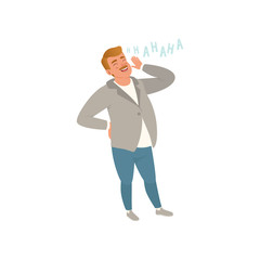 Cheerful man laughing out loud vector Illustration on a white background