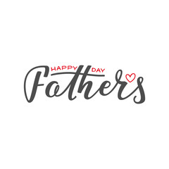 Handwritten lettering of Happy Father's Day on white background