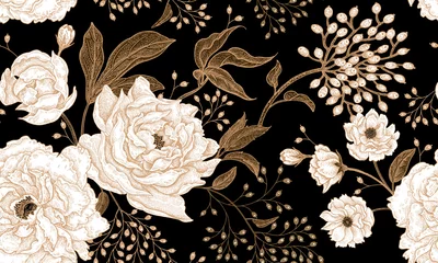 Nahtloses Blumenmuster der Weinlese. © marinavorona