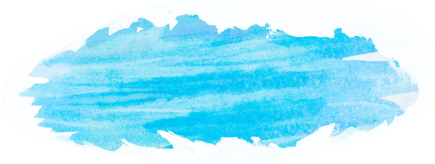 Blue watercolor spot with a texture of watercolor paper. for design with uneven watercolor painted at the hands of the edges.