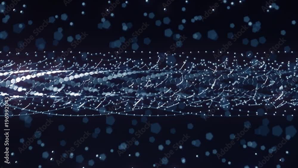 Poster growing particle structure. biotechnology or nanotechnology related 3d animation