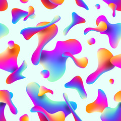 Abstract seamless vector background with multicolored fluid drop shapes.