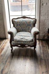 Classical style Armchair sofa couch in vintage room. Luxurious armchair vintage.