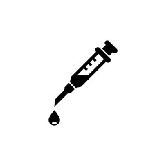 Syringe. Flat Vector Icon. Simple black symbol on white background