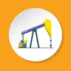 Oil rig icon in flat style on round button