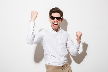 Portrait of an excited young man