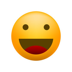 Cute Very Happy Emoticon on White Background . Isolated Vector Illustration 