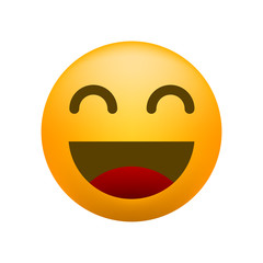 Cute Very Happy Emoticon on White Background . Isolated Vector Illustration 