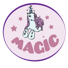 Unicorns are real quote, vector illustration drawing. Cute unicorn graphic print