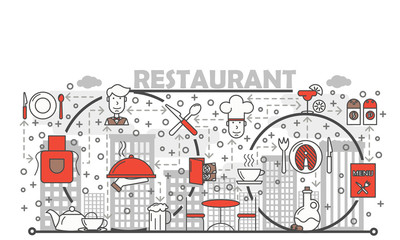 Restaurant concept vector flat line art illustration