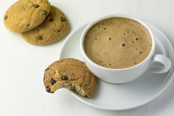 Breakfast with coffee and oat cookies