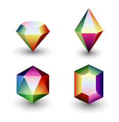 Set of four different gemstone crystal icons
