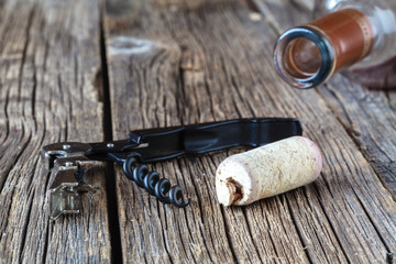 wine cork and corkscrew