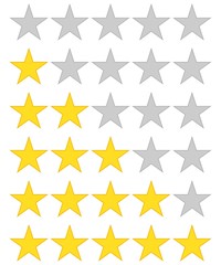 5 star rating icon vector illustration. Isolated badge for website or app