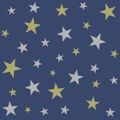 Christmas holiday background, seamless pattern with stars. Vector illustration.