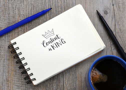 CONTENT IS KING hand-lettered on notepad