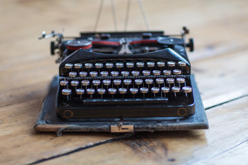 Vintage typewriter hero header on desk